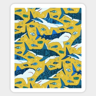 Sharks on Mustard - Pattern Sticker